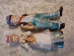 Sitzendorf porcelán fiú és lány figura 25 cm
