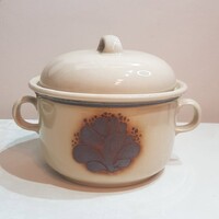 Homokszínű magas tál fedéllel. 1984 évből retro