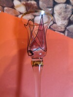 Csodás Tiffany szálas üveg gyertya tartó 25x5cm 9cm és talpal