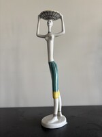 Ritkaság! Lány tállal, kőbányai / Drasche porcelán figura, teljesen hibátlan