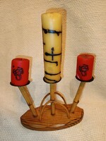 Vintage bambusz - fa gyertyatartó