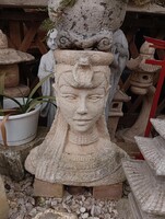 Ritka Szép Rusztikus Egyiptomi  Női isten virágtartó szobor  kő Fáraó szobor Kerti dekoráció