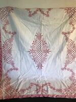 TERÍTŐ - HÍMZETT - KÉZIMUNKA - DÚSAN HÍMZETT - 110 x 87 cm - LENVÁSZON - HIBÁTLAN