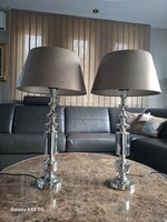 Elegáns art deco stílusú páros asztali / éjjeli lámpa – krómozott fém talppal