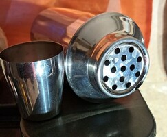Art Deco koktél shaker szett pohárral – vintage bárkellék