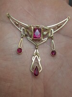 Antik Viktoriánus 14 Karátos Arany Nyakék Szintetikus Rubinokkal.