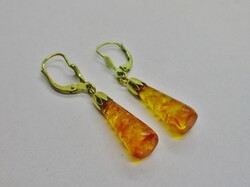 Szépséges antik  8kt borostyánköves arany  fülbevaló