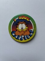 Retro Garfield kitűző I love … felirattal