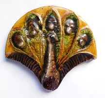 Páva - kerámia falidísz RM szignóval