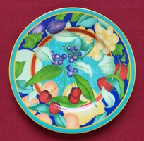 Laure Japy Limoges francia porcelán kistányér desszertes süteményes tányér gyümölcs mintával