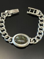 Döbbenetes, antik ezüst karkötő, labradorit kővel