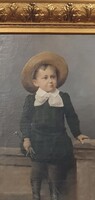 Glatter Gyula eredeti olaj-vászon festmény. Gyönyörűen kidolgozott fiú portré. 100x140-es kerettel.