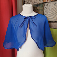 ESKÜVŐ BOL107 - Elegáns megkötős királykék színű muszlin boleró, pelerin