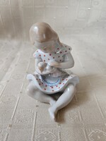 Kispesti porcelán,Drasche Kislány babával Ritka szinben!