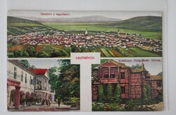 Képeslap, Erdőbénye, részletek 1926 Gyógyfürdő-lak, Úri-lak