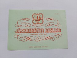 JÁSZBERÉNYI RIZLING boros, italos címke 0.7 l - HUNGARIA BORGAZDASÁG BUDAFOK