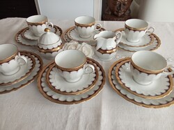 Eschenbach finom német porcelán elegáns arany szegéllyel, zöld koronás jelzéssel!