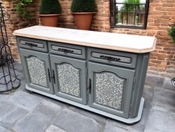 Különleges, nagy méretű, vintage komód, tálaló, szürke színben
