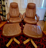 2 db forgó bőrfotel lábtartóval