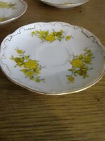 Zsolnay arany tollazott sárga virágos virág mintás kávés alj