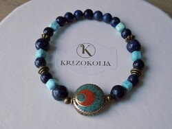 Lapis-lazuli valódi türkiz karkötő