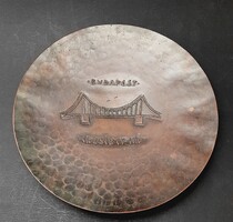 Budapest - Erzsébet Híd, retró réz tálka, 14,8 cm