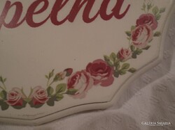 TÁBLA - ÚJ - FA - FESTETT - FÜRDŐSZOBA - 16 x 11 x 1 cm - HIBÁTLAN