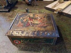 Koh-i noor irodaszer gyártó régi fémdoboza, gazdagon díszített doboz gyűjtőknek