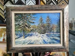 Hadházy Molnár Attila festmény, 35x50 cm kerettel: 41x61 cm