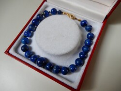 Régi Lápisz Lazuli gyöngy karkötő aranyozott kapoccsal