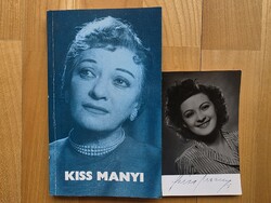 Kiss Manyi levelezőlap sajátkezű aláírásával, és könyvével