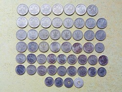 Magyarország 53 db Különböző Érme 2 5 10 20 50 Fillér 1950-1992
