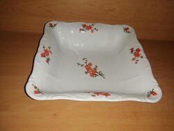 Zsolnay porcelán piros barackvirág mintás négyzetes kínáló - 22*22 cm (ap)