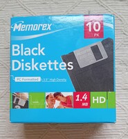 10 db új Memorex floppy lemez matricával dobozában