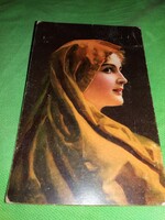 1918.Antik ARAD - Wilhelm Hunger - Marga művész kőnyomat színes portré képeslap, ÚJÉVI