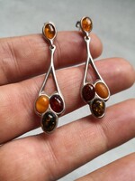 Szépséges borostyán köves ezüst fülbevaló