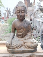 Antik régi Bronz ozott  Nagy 50cm Buddha Japán kerti kő szobor feng shui Kültéri Fagyálló