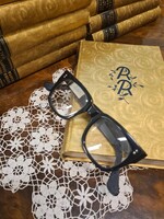 1950 es évek design fekete keretes unisex olvasó szemüveg +2,75 dioptriás remek állapotban