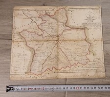 1811-es Győr vármegye rézkarc térkép korának megfelelő állapotban