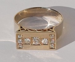 Antik Art Deco Fehérarany Sport Gyűrű Brillekkel Nagy Méret-68