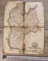 1811-es Hont vármegye rézkarc térkép korának megfelelő állapotban