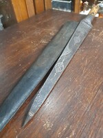 Egyedi 18.Század,Perzsa Ezüsttel Tausírozott,Vésett,Damaszk Pengés Tőr,Rozmár Agyar Markolat.44 cm.