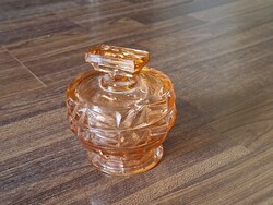 Borostyán színű üveg cukortartó