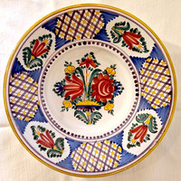 Modra habán mintás kerámia fali dísztányér, tál (M=5, D=27,5) (48.)