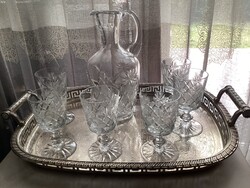 Ajka kristály Boros kancsó talpas poharakkal