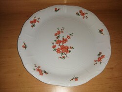 Zsolnay porcelán piros barackvirág mintás kerek kínáló - 29 cm (ap)