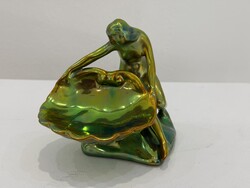 Zsolnay eozin kagylós nő szecessziós porcelán figura női alak