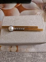 Eladó 18 Karátos Arany Bross – Igazgyönggyel és Briliáns Gyémántokkal