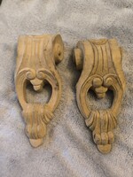 Faragott oszlop végek pàrban Fali Óra dísz szekrény komód vitrin faragàs Barokk rokokó