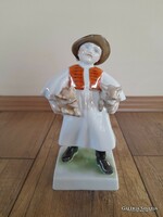 Régi Herendi porcelán fiú malacokkal